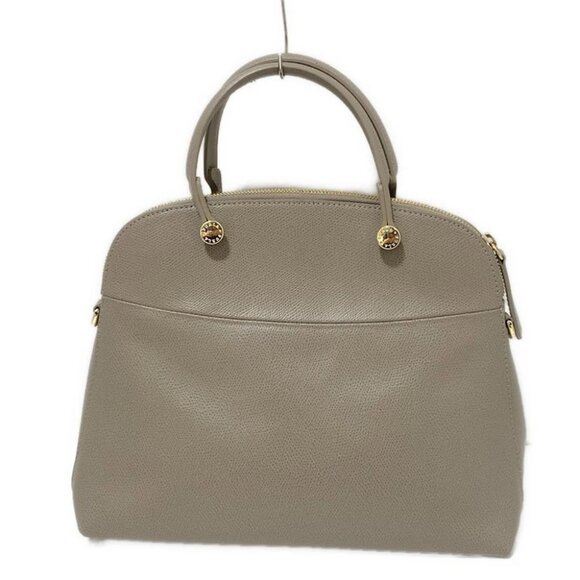 FURLA Piper - Gray Beige Leather Handbag - Picture 3 of 9